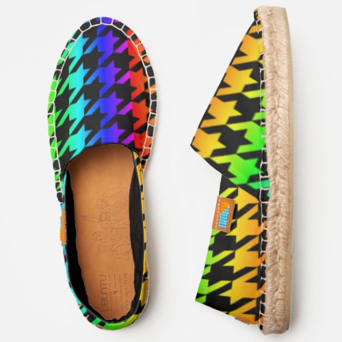 ombre rainbow black houndstooth colorful espadrilles