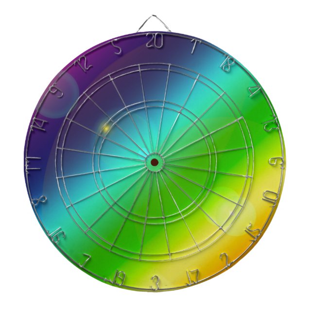 ombre rainbow dartboard with darts (Front)