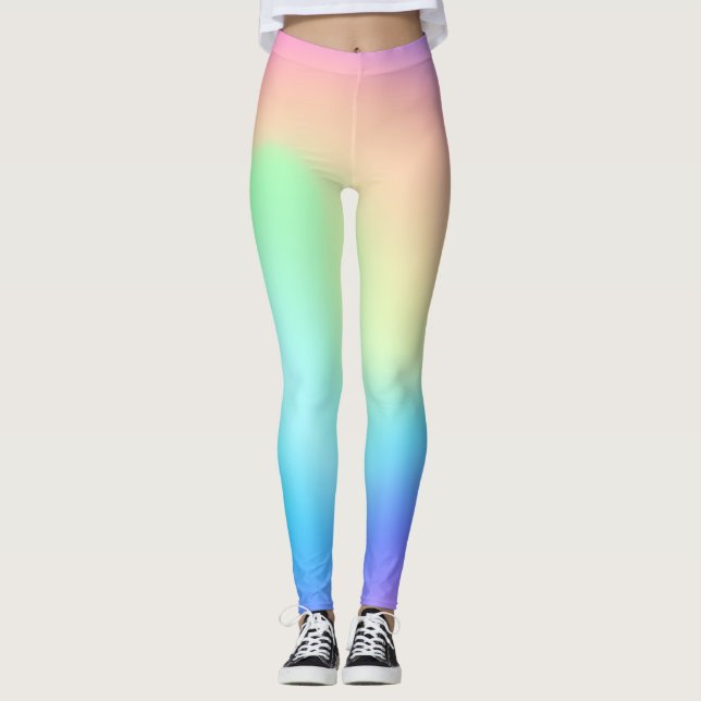 ombre rainbow gradient holographic Vaporwave Leggings (Front)