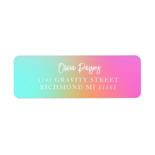 Ombre Rainbow Gradient Lettering Scripted Address Label