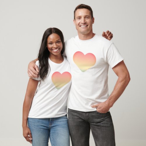 OMBRE RAINBOW MATCHING HEARTS T_Shirt