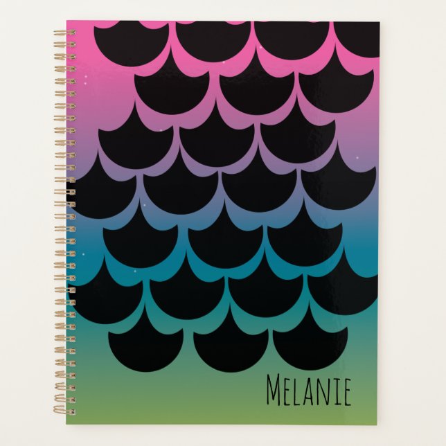 Ombré Rainbow Mermaid Colorful Name Planner (Front)