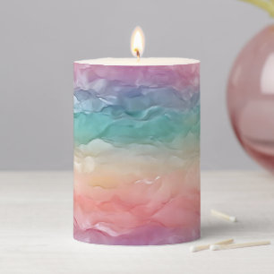 Ombre Rainbow Texture Pillar Candle