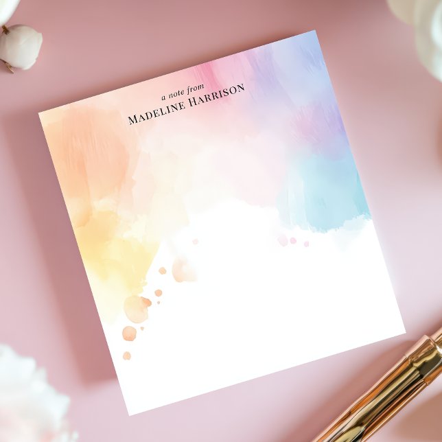 Ombre Rainbow Watercolor Wash Personalized Name Notepad (Creator Uploaded)