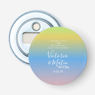 Ombre Rainbow Yellow Blue Pink Wedding Thank You Bottle Opener