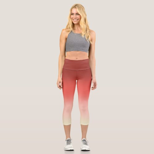 Ombre Red and Pink Capri Leggings