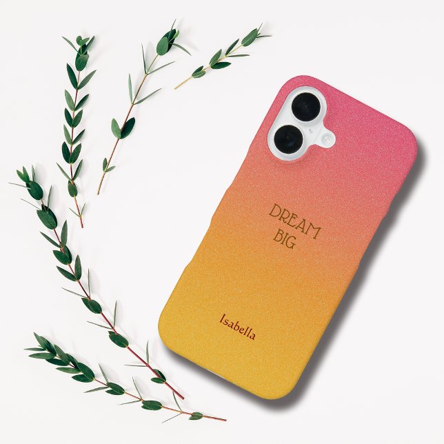 Ombre Red Personalize Quote & Name Iphone Case (Creator Uploaded)