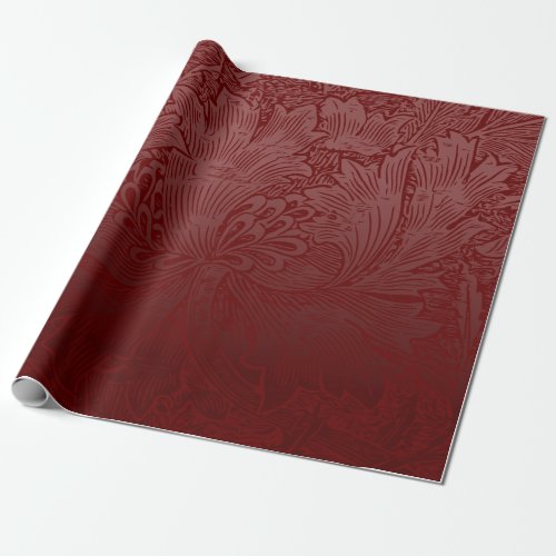 Ombr Rich Red Classic William Morris Floral Wrapping Paper