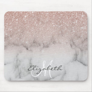Ombre Rose Gold Glitter Classic Marble Mouse Pad