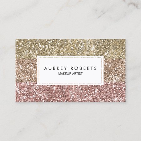 Ombre Rose Pink Gold Glitter Girly Business Cards