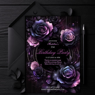 Ombré Roses Birthday Party Invitation, Elegant  Invitation