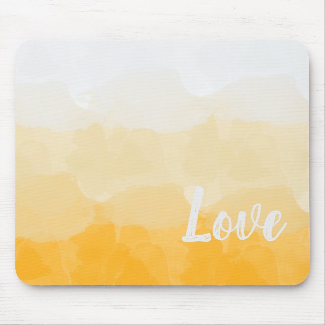 Ombre Saffron and Sunlight Yellow Love Gradient Mouse Pad (Front)