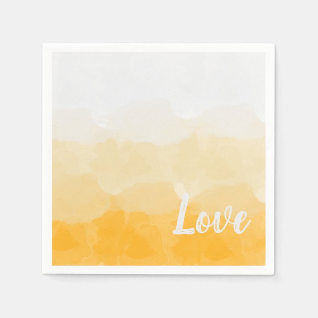 Ombre Saffron and Sunlight Yellow Love Gradient Napkins (Front)
