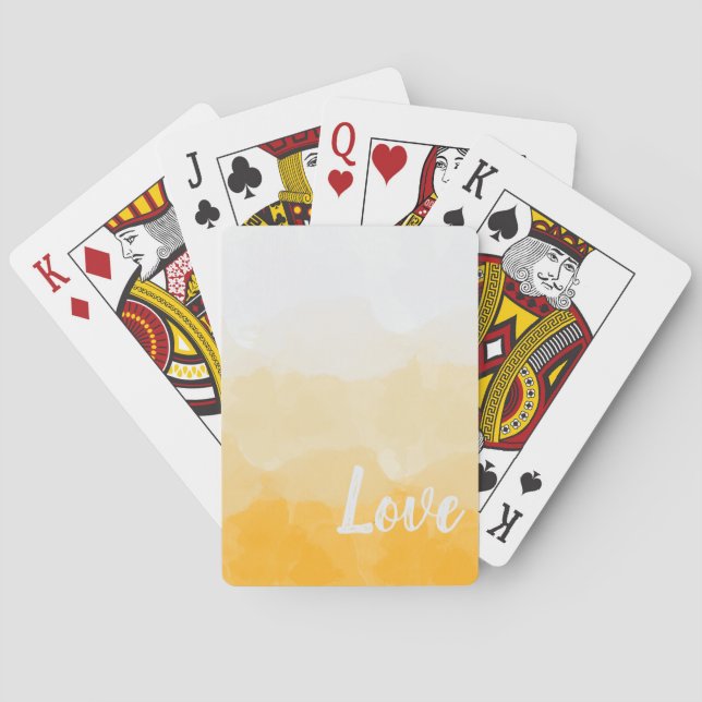 Ombre Saffron and Sunlight Yellow Love Gradient Poker Cards (Back)