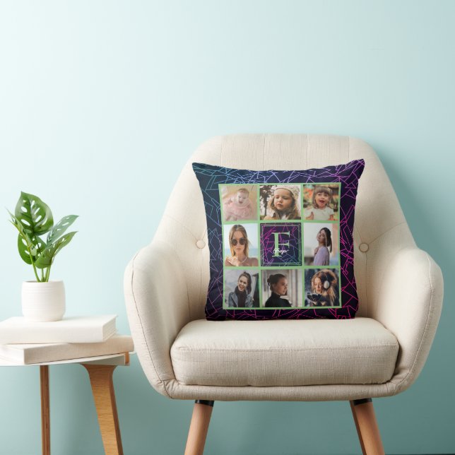Ombre Sage Photo Collage Throw Pillow (Chair)