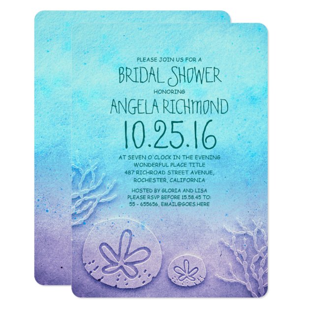 Ombre Sand Dollar Beach Bridal Shower Invitation