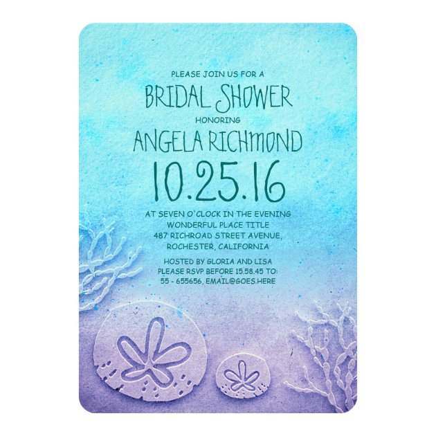 Ombre Sand Dollar Beach Bridal Shower Invitation