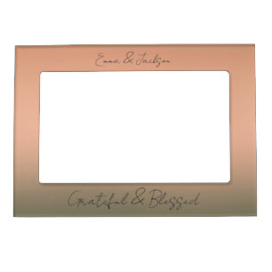 Ombre Script Autumn Name Grateful & Blessed Magnetic Frame
