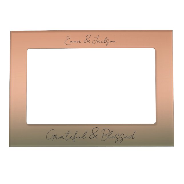 Ombre Script Autumn Name Grateful & Blessed Magnetic Frame (Front)