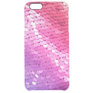 Ombre Sequin Pink Purple Coral Glitter Glam Glitz Clear iPhone 6 Plus Case