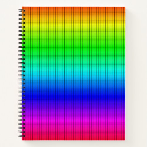 Ombre Shaded Rainbow Neon Grid Notebook