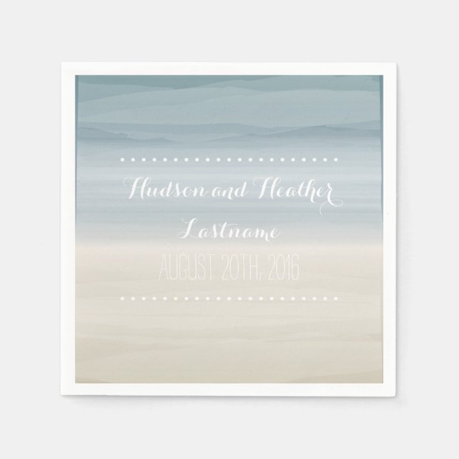 Ombre Shore Wedding Napkins (Front)
