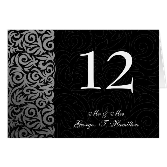 Ombre silver and Black Swirling Border Wedding (Front Horizontal)