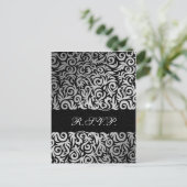Ombre silver and Black Swirling Border Wedding Invitation Postcard (Standing Front)