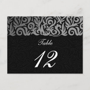 Ombre silver and Black Swirling Border Wedding Postcard