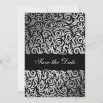 Ombre silver and Black Swirling Border Wedding Save The Date
