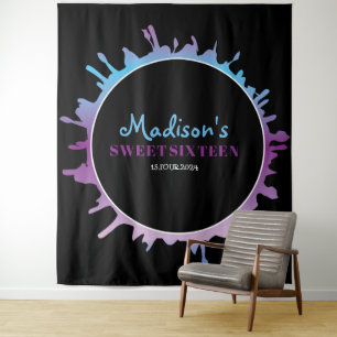 Ombre Splatter Sweet Sixteen 16 Photo-Op Backdrop