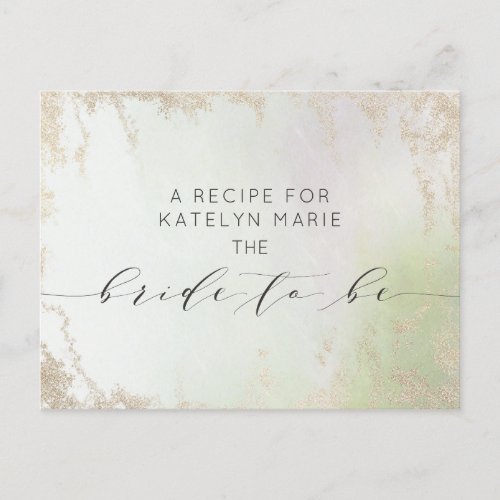 Ombre Spring Green Gold Bride to Be Recipe Card