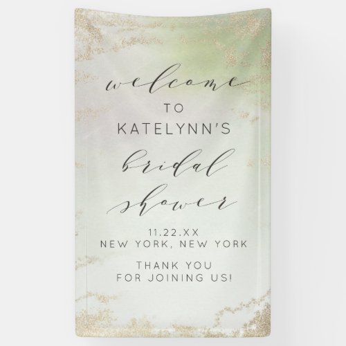 Ombre Spring Green Gold Foil Bridal Shower Welcome Banner