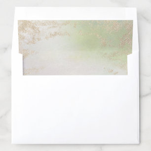 Ombre Spring Green Gold Foil Frosted Luxe Wedding Envelope Liner