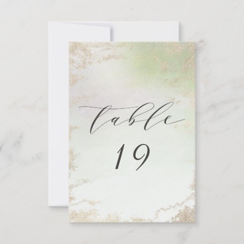 Ombre Spring Green Gold Foil Wedding Table Numbers