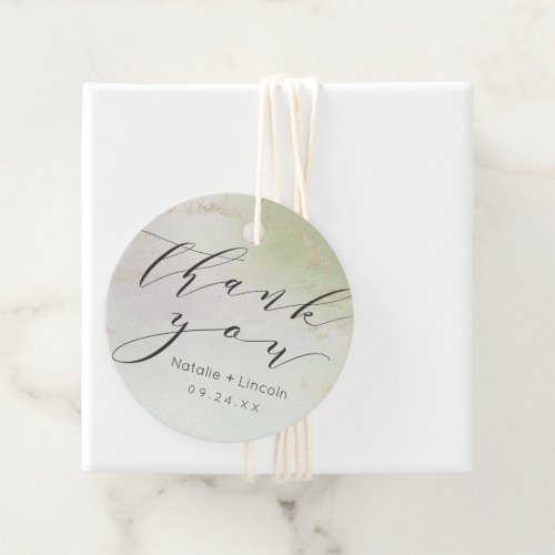Ombre Spring Green Gold Foil Wedding Thank You Favor Tags
