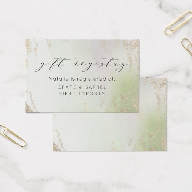 Ombre Spring Green Gold Gift Registry Insert Card (Office)