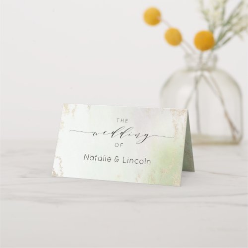Ombre Spring Green Gold Reserved Seating Wedding Place Card