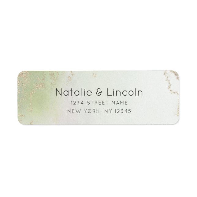Ombre Spring Green Gold Wedding Return Address Label (Front)