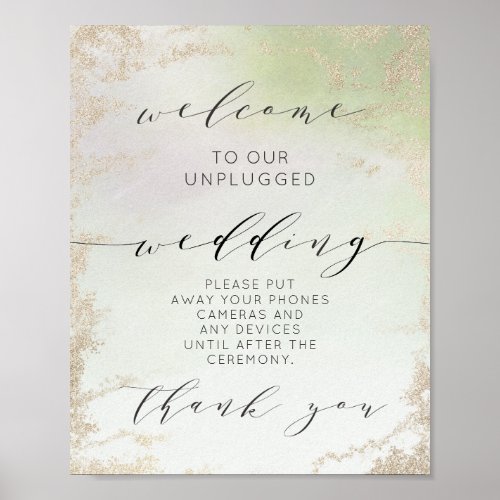 Ombre Spring Green Unplugged Wedding Table Sign