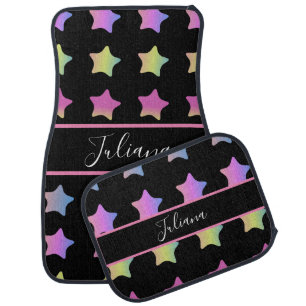 Ombre Stars Pink Purple Name Car Floor Mat