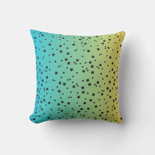 Ombre & Stars Throw Pillow (Front)