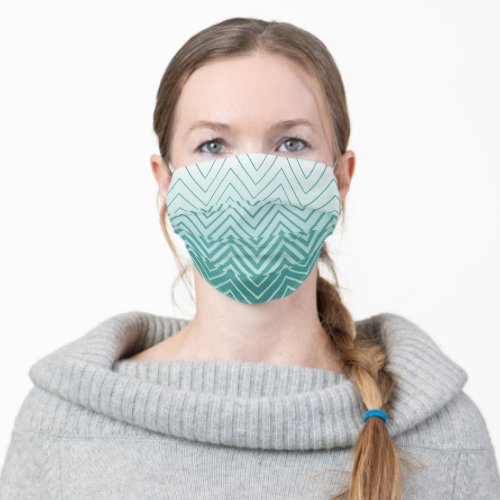 Ombre Stencil Chevron pattern seafoam Adult Cloth Face Mask