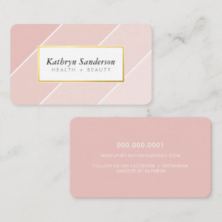 OMBRE STRIPE modern stylish chic cute blush pink Business Card