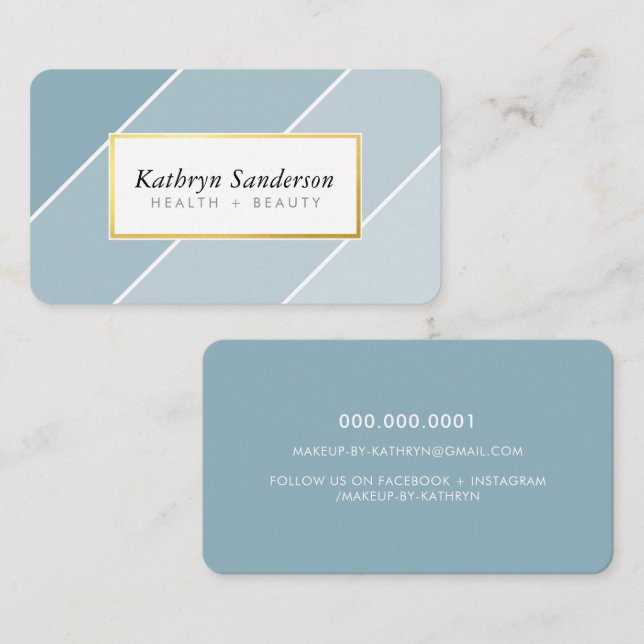OMBRE STRIPE modern stylish chic cute dusty blue Business Card (Front/Back)