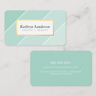 OMBRE STRIPE modern stylish chic cute mint green Business Card