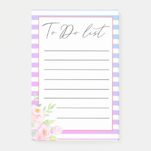 ombre stripes Blush Peonies To Do List Post-it Notes