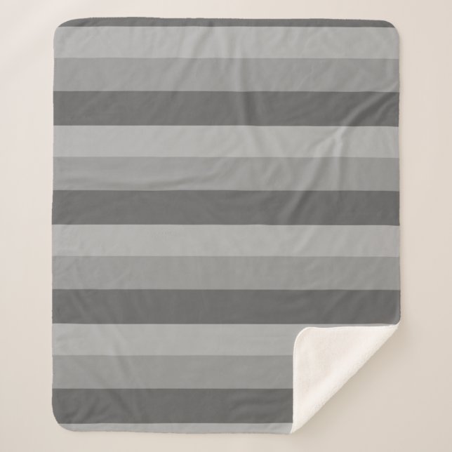 Ombre stripes in gray tones sherpa blanket (Front)