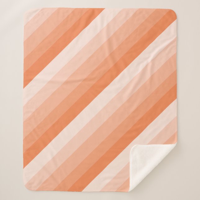 Ombre stripes in  orange tones sherpa blanket (Front)