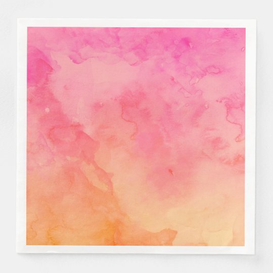 Ombre Summer Pink Orange Sunset Watercolor Wash Paper Dinner